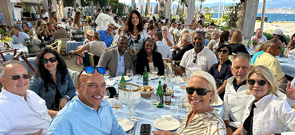 Cannes festival attendees gathered for a meal