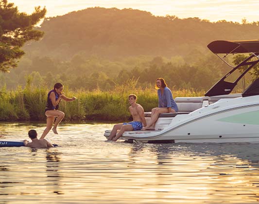 Family having fun on the boat