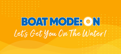 Bright graphic with orange waves and cross patterns featuring bold text that says 'BOAT MODE: ON'